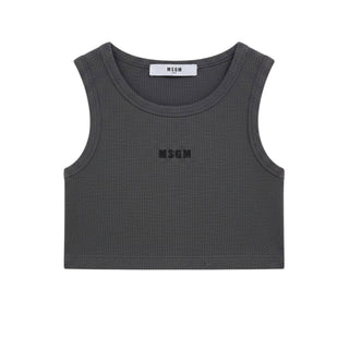 Msgm Canotta Grigia In Cotone Con Logo S6MSJGTA030/102 Per Bambina