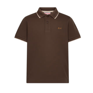 Sun68 T-shirt Polo Marrone In Piqué Per Bambino A36311/08