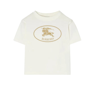 Burberry T-shirt Avorio Con Stampa Del Cavaliere 8129772 Per Neonati