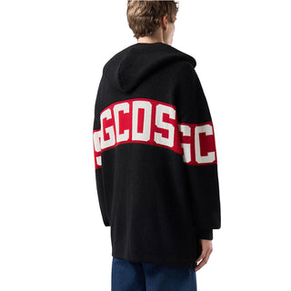 GCDS Cardigan Nero Con Cappuccio E Logo Z0MLQA149K155/999R Per Uomo