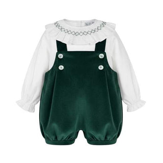 Arc-en-ciel Completo con camicia salopette verde in velluto 1131V