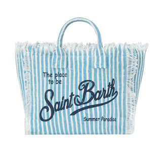 Mc2 Saint Barth Borsa Colette In Lino A Righe Azzurre COL0018/00398L