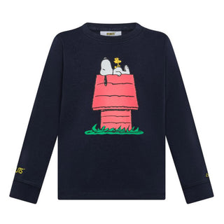 Sun68 T-shirt blu navy a maniche lunghe con stampa Peanuts T45310BN