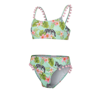 Selini Action By Eleni Balerba Bikini Verde Con Pompon Per Bambina B22-03B