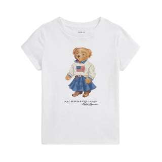 Polo Ralph Lauren T-shirt Bianca Con Polo Bear Per Bambina 312A98403001
