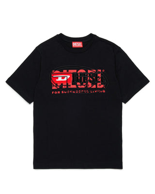 Diesel T-Shirt Maniche Corte J02251-00YI9 Con Triplo Logo