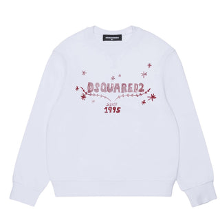 Dsquared2 Felpa Girocollo Bianca Con Logo DQ3444-D0AJ2-DQ100 Per Bambina