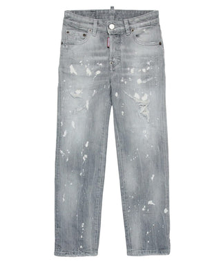 Dsquared2 Jeans straight grigio con color spots DQ2252 D0AEH