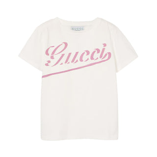 Gucci T-shirt Bianca Con Logo Per Bambine 547559-XJGY9-9035