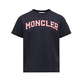 Moncler T-shirt Blu Navy A Maniche Corte Con Logo L19548C00001/778