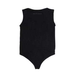 MM6 Maison Margiela Body Bianco In Jersey Con Logo Per Bambina M60809-MM05M-M6900