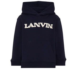 Lanvin Felpa Blu Con Cappuccio E Logo N30435/855 Per Bambini