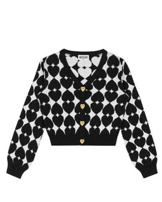 Moschino Cardigan nero a cuori HDW026