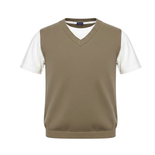 Emanuel Pris T-shirt In Filo Beige Da Bambino ETS3171RB