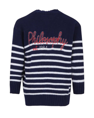 Philosophy Cardigan blu a righe PFMA050.C