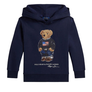 Polo Ralph Lauren Felpa Blu Con Cappuccio E Bear 322A10529001 Per Bambini
