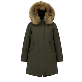 Woolrich Parka verde con cappuccio e pelliccia da bambina CFWKOU0120FRUT1974