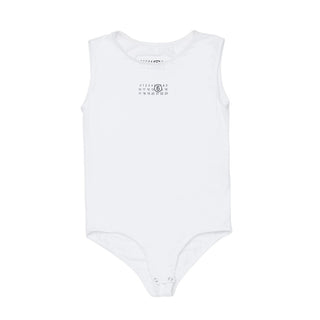 MM6 Maison Margiela Body Bianco In Jersey Con Numeric Logo M60809-MM05M-M6100
