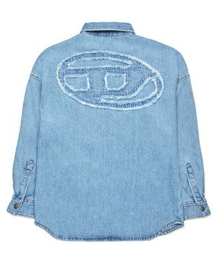 Diesel Camicia In Denim J02307-KXBNK Con Maxi Patch Logo