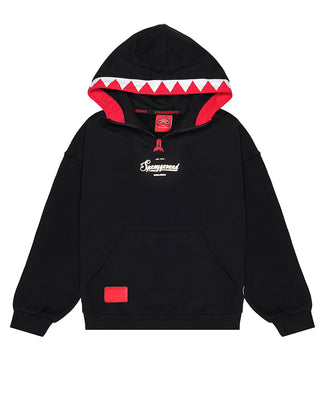 SPRAYGROUND Felpa nera in cotone con cappuccio e logo SPY1363GBLK