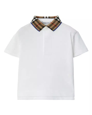 Burberry Polo Bianca In Piqué 8078569 Per Neonato