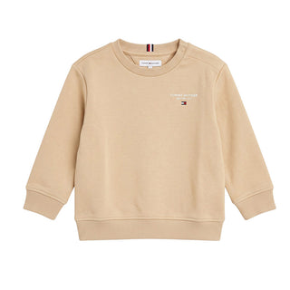 Tommy Hilfiger Felpa Girocollo Beige Con Logo KB0KB10766-AB9 Per Neonato