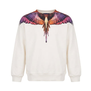 Marcelo Burlon Felpa Panna Con Stampa Aquila Per Bambina S6CMJGSW084-412