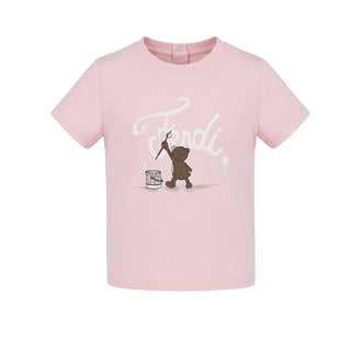 Fendi T-shirt Rosa Con Orsetto BUI120-AY8D-F1UL9 Per Neonata