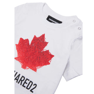 Dsquared2 T-shirt In Jersey Bianca Con Logo DQ3278-D00XM-DQ100
