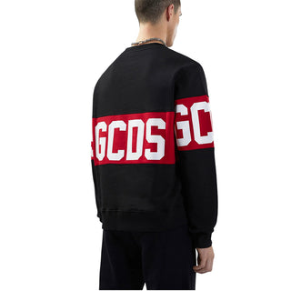 GCDS Felpa Girocollo Nera Con Logo Z0MLQE139F004/999R Unisex