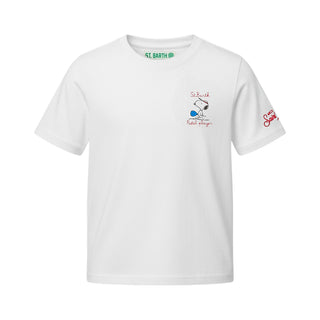 Mc2 Saint Barth T-shirt Bianca Portland Jr Con Snoopy Padel PRL0001/02648L Per Bambino