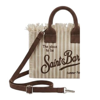 Mc2 Saint Barth Borsa Vanity Mini In Canvas A Righe Beige VAMI001/03450L