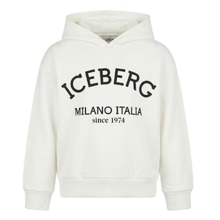 Iceberg Felpa Bianca Con Cappuccio Per Bambini MFICE6118J-V2