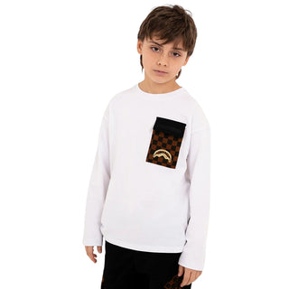 SPRAYGROUND T-shirt Bianca A Maniche Lunghe SPY1570WHT Per Bambino