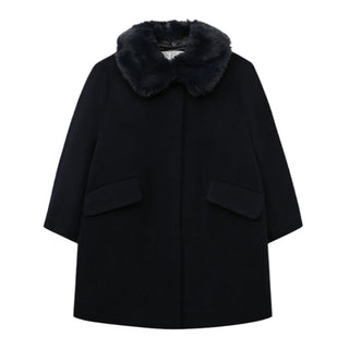 Il Gufo Cappotto blu in misto lana e cashmere da bambina A22GP313W0025