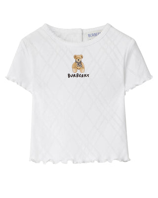 Burberry T-shirt bianca in cotone con orsetto Thomas 8112514