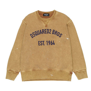 Dsquared2 Felpa girocollo beige con logo frontale DQ3189-D0AG9-DQ730