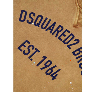 Dsquared2 Felpa girocollo beige con logo frontale DQ3189-D0AG9-DQ730