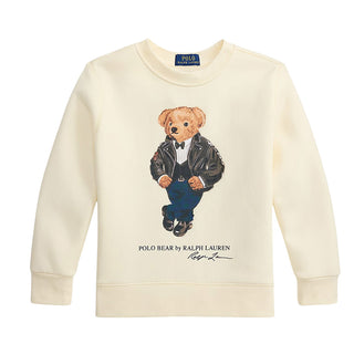 Polo Ralph Lauren Felpa Girocollo Avorio Con Polo Bear 322B29157001 Per Bambino