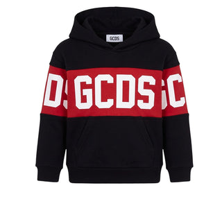GCDS Felpa Nera Con Cappuccio E Logo GC0088/999R Per Neonati