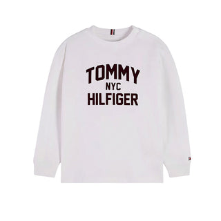 Tommy Hilfiger T-shirt Bianca A Maniche Lunghe KB0KB10642-YBR Per Neonato
