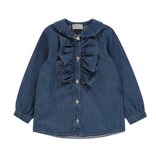 J.o Milano Camicia in denim con rouches da bambina 566X8J