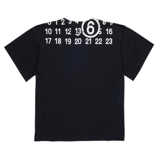 MM6 Maison Margiela T-shirt Nera In Jersey Con Numeric Logo M60986-MM02Y-M6900