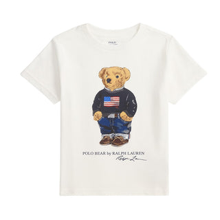 Polo Ralph Lauren T-shirt Bianca Con Polo Bear 322P00508001 Per Bambino