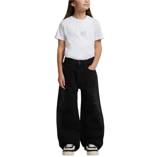 Diesel Jeans Relaxed Fit In Denim Nero J02925-KXBUB-K02 Per Bambina