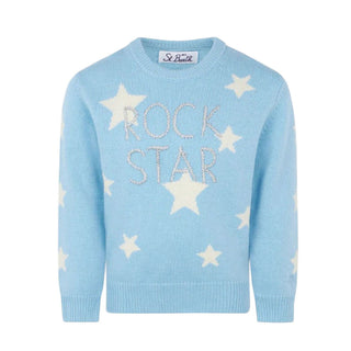 Mc2 Saint Barth Maglia azzurra Rock Star in misto cashmere PRC0006-EMRS31