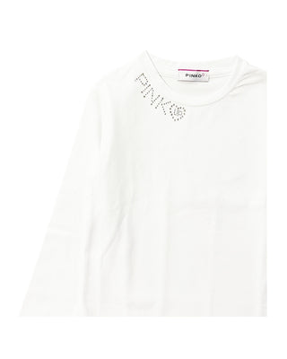 Pinko T-shirt bianca in jersey con strass F4PIBGTH209