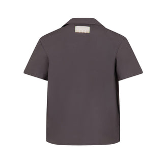 Msgm Camicia Grigia In Popeline Con Logo S6MSJBSI156