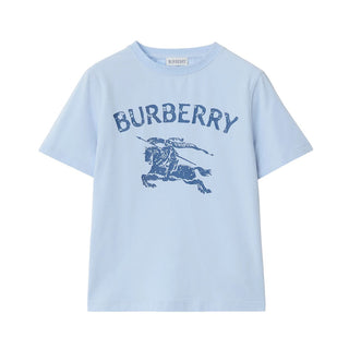 Burberry T-shirt Celeste In Cotone Con Stampa 8117302
