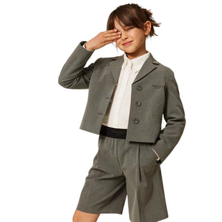 TWINSET Giacca Grigia In Misto Viscosa Con Logo 262GJ2185 Per Bambina